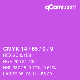 カラーコード: CMYK 14 / 65 / 0 / 9 | qconv.com