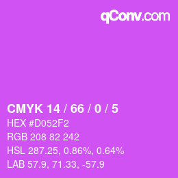 Color code: CMYK 14 / 66 / 0 / 5 | qconv.com