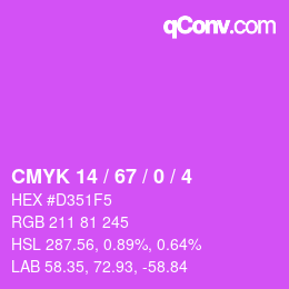 Color code: CMYK 14 / 67 / 0 / 4 | qconv.com
