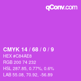 Color code: CMYK 14 / 68 / 0 / 9 | qconv.com