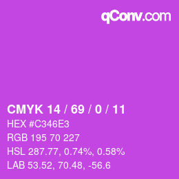 颜色代码: CMYK 14 / 69 / 0 / 11 | qconv.com