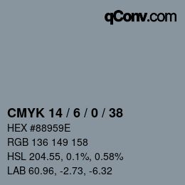 カラーコード: CMYK 14 / 6 / 0 / 38 | qconv.com