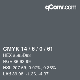 Color code: CMYK 14 / 6 / 0 / 61 | qconv.com