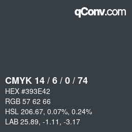 カラーコード: CMYK 14 / 6 / 0 / 74 | qconv.com