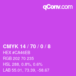 颜色代码: CMYK 14 / 70 / 0 / 8 | qconv.com