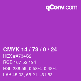 Color code: CMYK 14 / 73 / 0 / 24 | qconv.com
