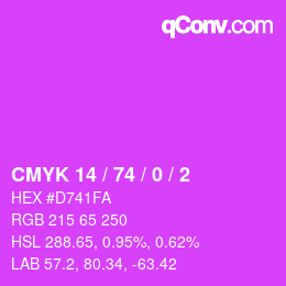 Color code: CMYK 14 / 74 / 0 / 2 | qconv.com