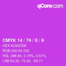 Color code: CMYK 14 / 74 / 0 / 9 | qconv.com
