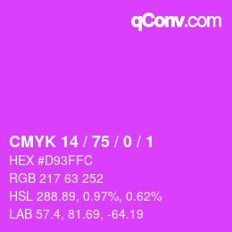 Color code: CMYK 14 / 75 / 0 / 1 | qconv.com