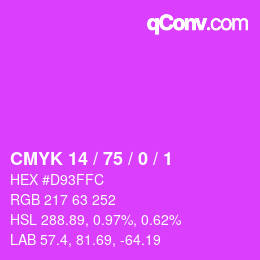 カラーコード: CMYK 14 / 75 / 0 / 1 | qconv.com