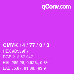 Color code: CMYK 14 / 77 / 0 / 3 | qconv.com