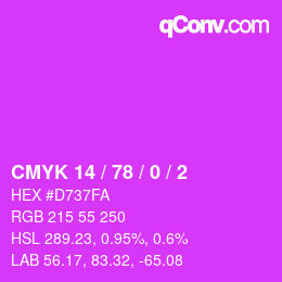 颜色代码: CMYK 14 / 78 / 0 / 2 | qconv.com