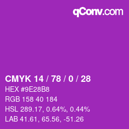 カラーコード: CMYK 14 / 78 / 0 / 28 | qconv.com