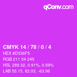 颜色代码: CMYK 14 / 78 / 0 / 4 | qconv.com