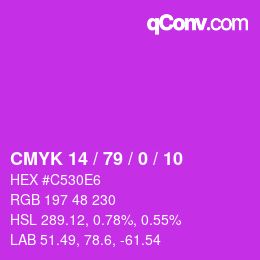 カラーコード: CMYK 14 / 79 / 0 / 10 | qconv.com