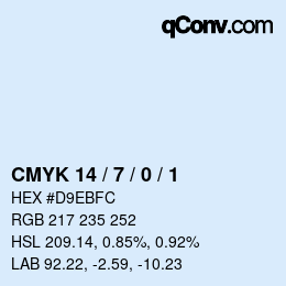 颜色代码: CMYK 14 / 7 / 0 / 1 | qconv.com