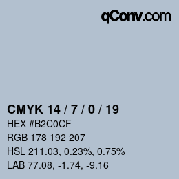 颜色代码: CMYK 14 / 7 / 0 / 19 | qconv.com