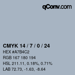 カラーコード: CMYK 14 / 7 / 0 / 24 | qconv.com