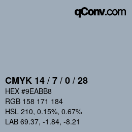 カラーコード: CMYK 14 / 7 / 0 / 28 | qconv.com