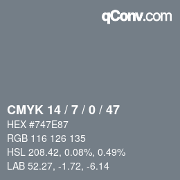 カラーコード: CMYK 14 / 7 / 0 / 47 | qconv.com