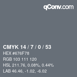 カラーコード: CMYK 14 / 7 / 0 / 53 | qconv.com