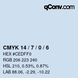 カラーコード: CMYK 14 / 7 / 0 / 6 | qconv.com