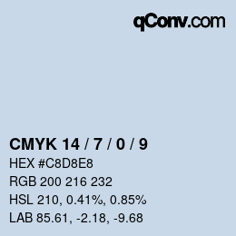 颜色代码: CMYK 14 / 7 / 0 / 9 | qconv.com