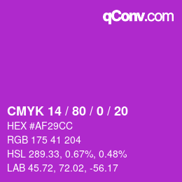 カラーコード: CMYK 14 / 80 / 0 / 20 | qconv.com