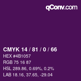カラーコード: CMYK 14 / 81 / 0 / 66 | qconv.com
