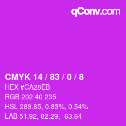 颜色代码: CMYK 14 / 83 / 0 / 8 | qconv.com