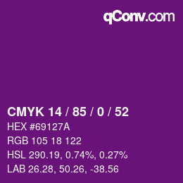 Color code: CMYK 14 / 85 / 0 / 52 | qconv.com