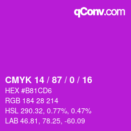 カラーコード: CMYK 14 / 87 / 0 / 16 | qconv.com