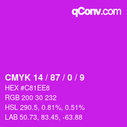 カラーコード: CMYK 14 / 87 / 0 / 9 | qconv.com