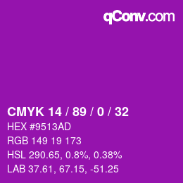 Color code: CMYK 14 / 89 / 0 / 32 | qconv.com