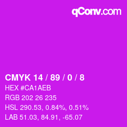 颜色代码: CMYK 14 / 89 / 0 / 8 | qconv.com