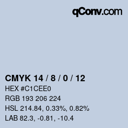 カラーコード: CMYK 14 / 8 / 0 / 12 | qconv.com