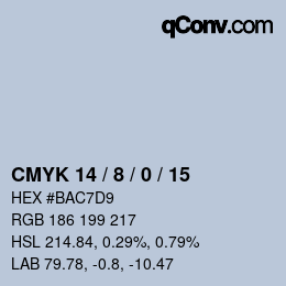 Farbcode: CMYK 14 / 8 / 0 / 15 | qconv.com