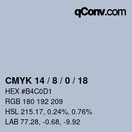 Color code: CMYK 14 / 8 / 0 / 18 | qconv.com