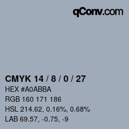 カラーコード: CMYK 14 / 8 / 0 / 27 | qconv.com