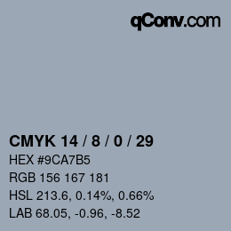 カラーコード: CMYK 14 / 8 / 0 / 29 | qconv.com