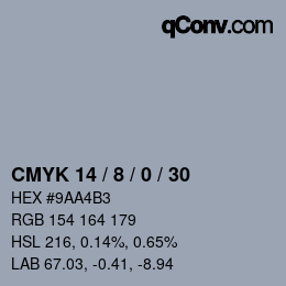 カラーコード: CMYK 14 / 8 / 0 / 30 | qconv.com