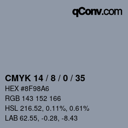 颜色代码: CMYK 14 / 8 / 0 / 35 | qconv.com