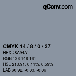 Color code: CMYK 14 / 8 / 0 / 37 | qconv.com