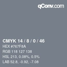 Código de color: CMYK 14 / 8 / 0 / 46 | qconv.com