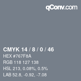 カラーコード: CMYK 14 / 8 / 0 / 46 | qconv.com