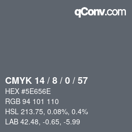 カラーコード: CMYK 14 / 8 / 0 / 57 | qconv.com