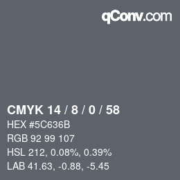 カラーコード: CMYK 14 / 8 / 0 / 58 | qconv.com