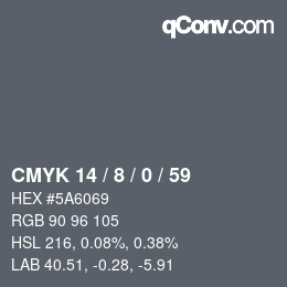 カラーコード: CMYK 14 / 8 / 0 / 59 | qconv.com
