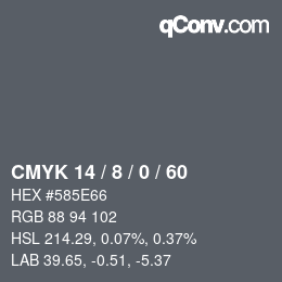 颜色代码: CMYK 14 / 8 / 0 / 60 | qconv.com