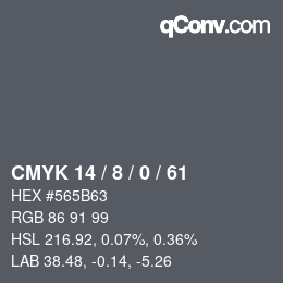 颜色代码: CMYK 14 / 8 / 0 / 61 | qconv.com